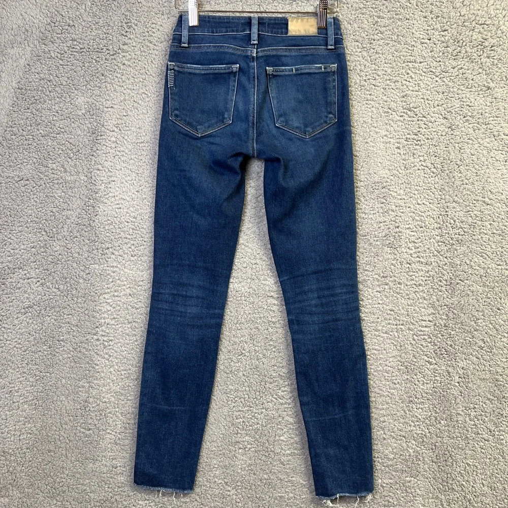 PAIGE Verdugo Jeans Women 23 Blue Denim Soho Wash Skinny Ankle Raw Hem Indie